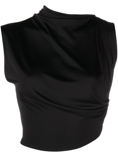 Shop Jade Cropper Asymmetric Sleeveless Cropped Top - Women's - Spandex/elastane/viscose In Black