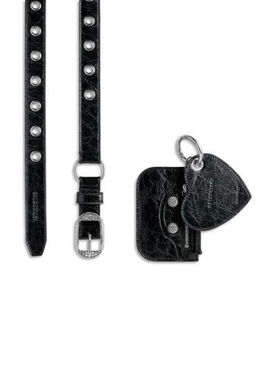 Shop Balenciaga Le Cagole Charm-detail Leather Belt In Black