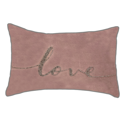 Ediehome Celebrations Beaded Love Lumbar Decorative Pillow, 12" X 18" In Light Purp
