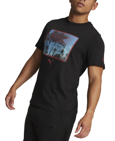 Shop Puma Men's Tropical Backboard Graphic Crewneck T-shirt In  Black