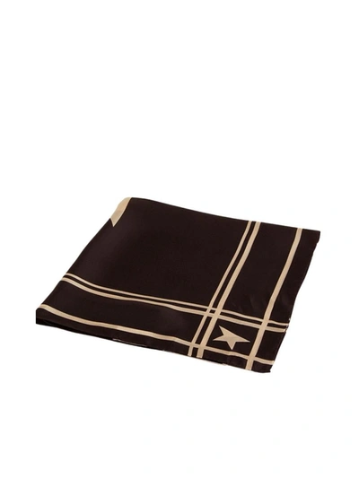 Shop Golden Goose Golden Scarf Star Print Silk Accessories In Black