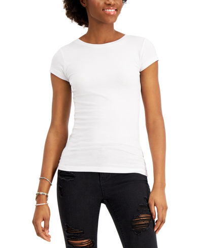 Shop Aveto Juniors' Cap-sleeve T-shirt In Bright White