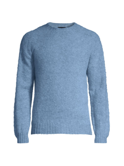 Shop Drake's Men's Brushed Shetland Crewneck Sweater In Light Blue