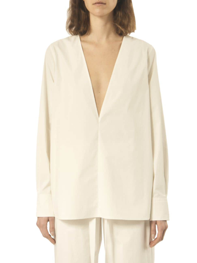 Shop Interior Women's The Elle V-neck Cotton Top In Whiteout