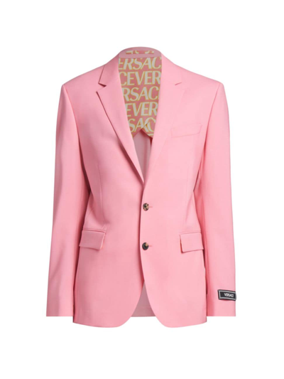 Shop Versace Men's Wool Blazer In Pastel Pink