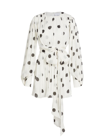 Shop Halpern Women's Split-sleeve & Polka-dot Minidress In White Black