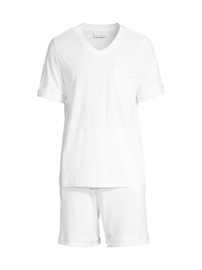Shop Cosabella Men's 2-piece Bella V-neck T-shirt & Shorts Pajama Set In White