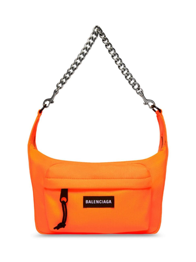 Shop Balenciaga Women's Raver Medium Shoulder Bag With Chain In Fluo Orange