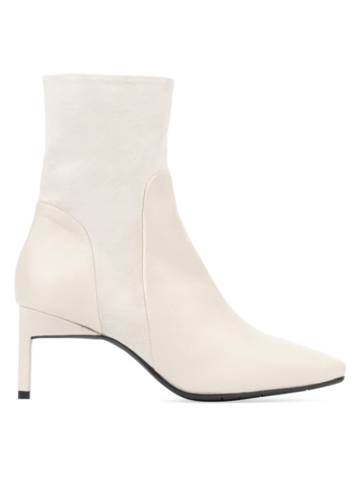 Shop Aquatalia Women's Rowanna 65mm Leather & Suede Side-zip Ankle Booties In Ivory