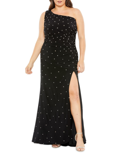 Shop Mac Duggal Women's Crystal One-shoulder Gown In Black