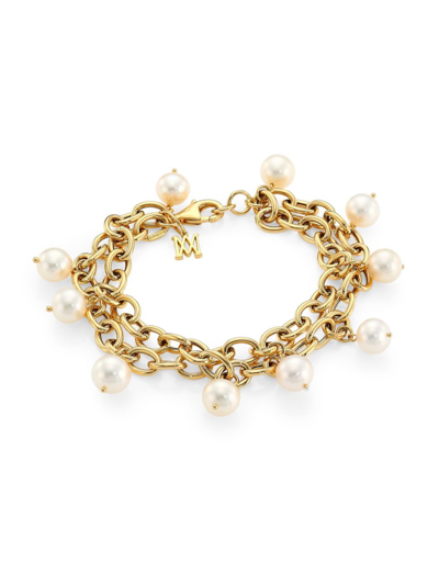 Shop Alberto Milani Women's Piazza Della Scala 18k Gold & 8-8.5mm Freshwater Pearl Charm Chain Bracelet
