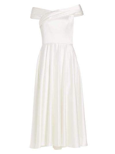 Shop Amsale Women's Fluide Satin Off-the-shoulder Bridal Dress In Ivory