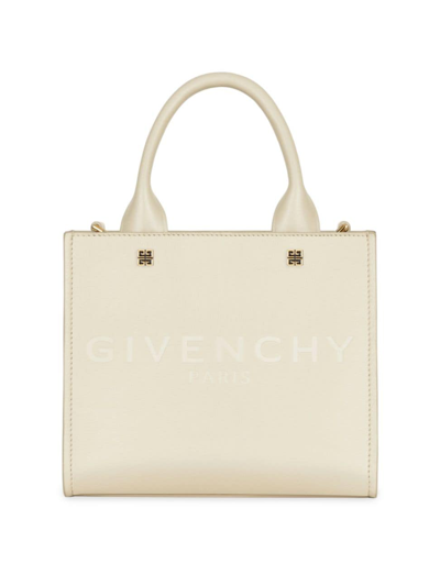 Shop Givenchy Women's Mini G-tote Shopping Bag In Leather In Natural Beige
