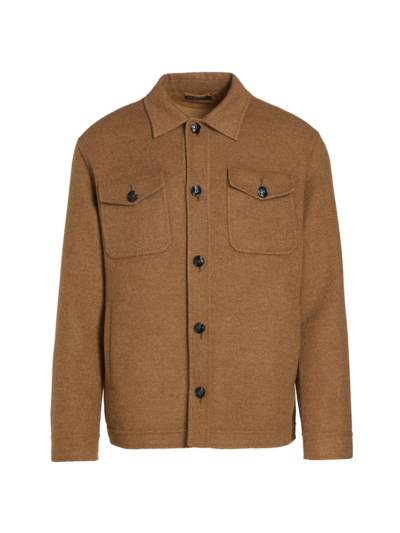 Shop Kiton Men's Wool-cashmere Shirt Jacket In Rust