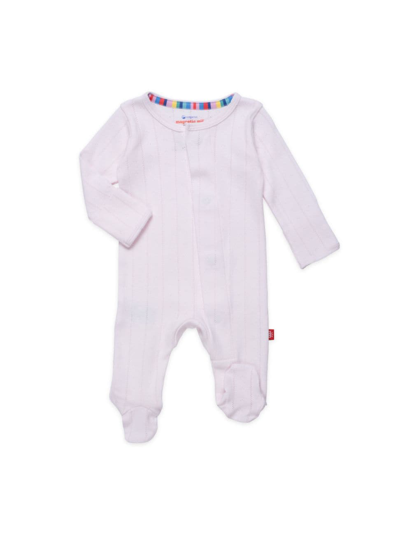 Shop Magnetic Me Baby Girl's Love Lines Pointelle Footie In Neutral