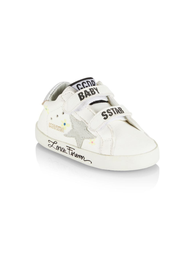 Shop Golden Goose Baby Girl's School Flowers Suede Star Sneakers In White Ice Silver