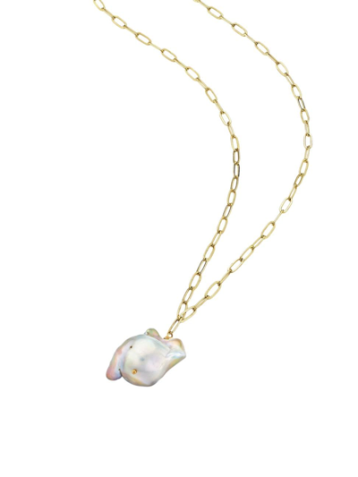 Shop Paige Novick Women's Organic Gems Gold-plate & Baroque Pearl Chain Necklace In Yellow Gold