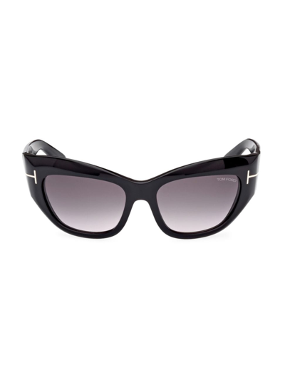 Shop Tom Ford Women's Brianna 55mm Cat-eye Sunglasses In Black