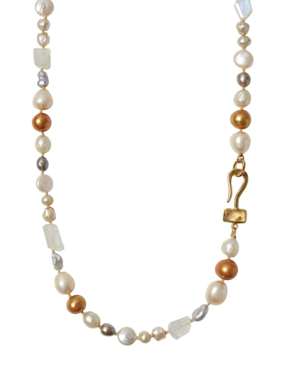 Shop Chan Luu Women's 18k Gold-plated, Mixed Pearl & Multi-gemstone Necklace In Champagne Pearl Mix
