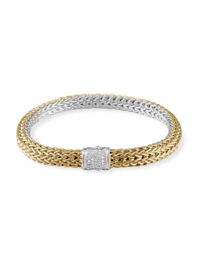 Shop John Hardy Women's Classic Chain 18k Gold, Diamond & Sterling Silver Reversible Bracelet