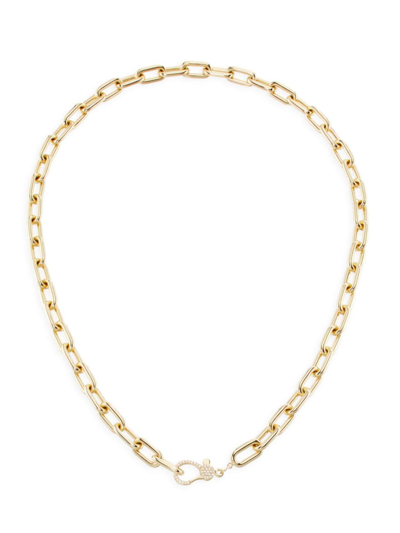 Shop Saks Fifth Avenue Women's 14k Gold & Diamond Clasp Solid Chain Necklace