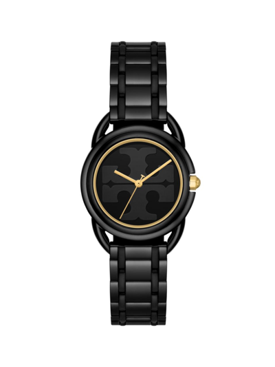 Shop Tory Burch Women's Miller Two-tone Stainless Steel Bracelet Watch/32mm In Black