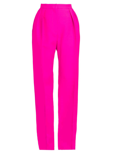 Shop Valentino Women's Crepe Pleated Pants In Pink