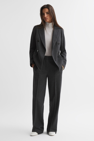 Reiss Grey Melange Double Breasted Wool Blend Suit Blazer In Grey Melange