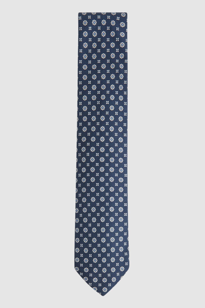 Shop Reiss Budelli - Airforce Blue Silk Floral Medallion Tie, One