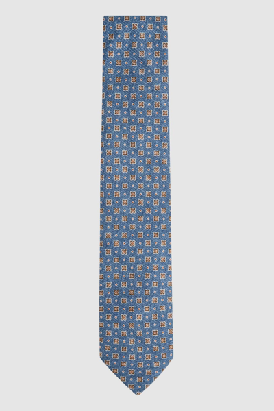 Shop Reiss Venice - Airforce Blue Melange Silk Medallion Tie, One