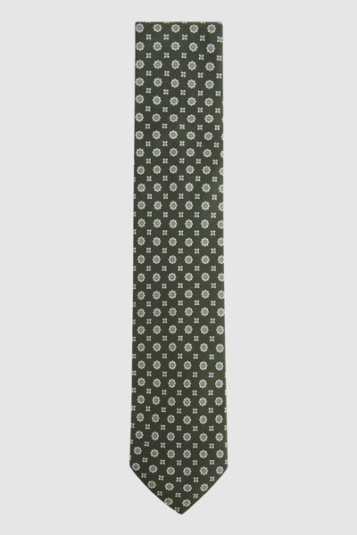 Shop Reiss Budelli - Olive Silk Floral Medallion Tie, One