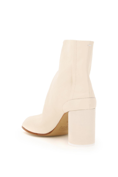 Shop Maison Margiela Tabi Leather Ankle Boots In White