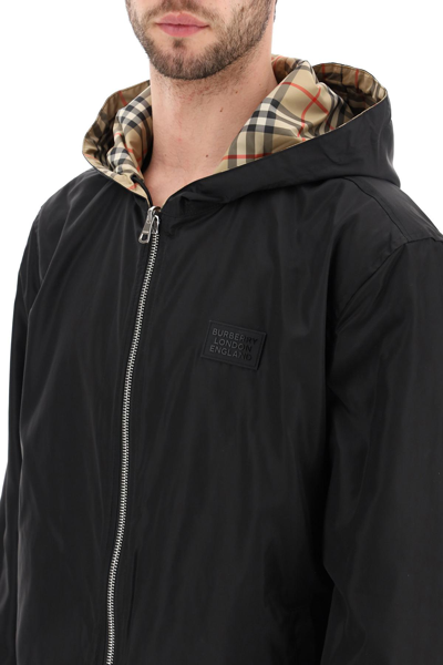 Shop Burberry Reversible Hoodie In Beige,black