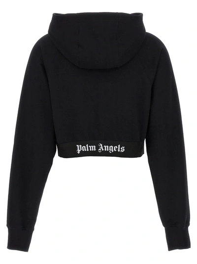 Shop Palm Angels Cropped Hoodie Sweatshirt Black