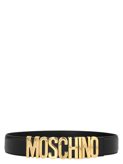 Shop Moschino Gold Logo Belt Belts Black