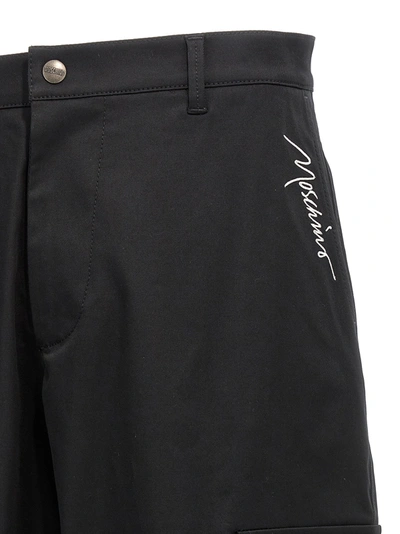 Shop Moschino Logo Embroidery Pants Black