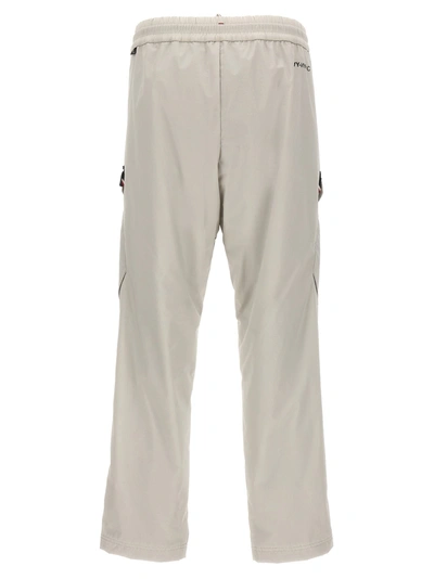 Shop Moncler Logo Print Pants Gray