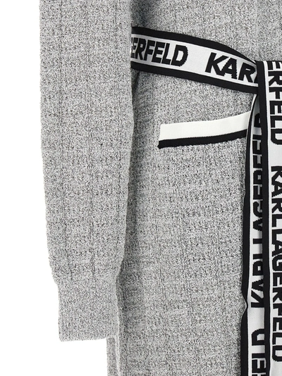Shop Karl Lagerfeld Logo Tape Cardigan Sweater, Cardigans Gray