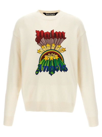 Shop Palm Angels Rainbow Sweater, Cardigans White