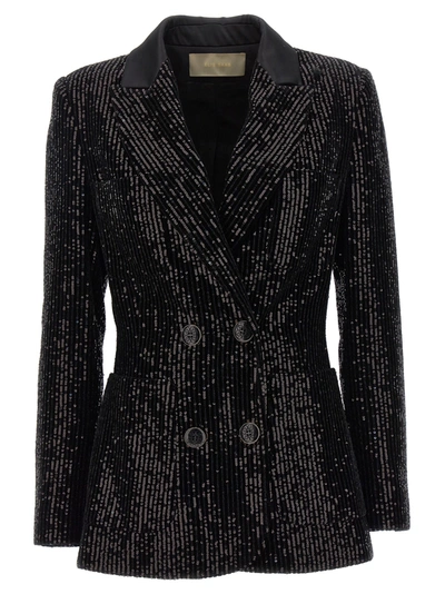 Shop Elie Saab Sequin Velvet Blazer Jackets Black