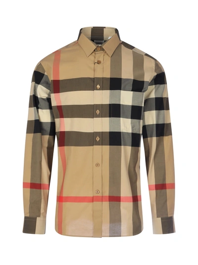 Shop Burberry Somerton M Casual Shirts In Archive Beige
