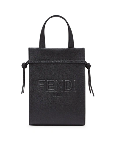 Shop Fendi Go To Shopper Mi V.cher In Gxn Black Palladio