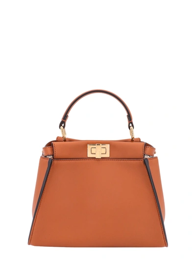 Shop Fendi Peekaboo Handbag In Brown