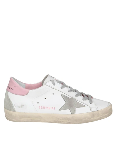 Shop Golden Goose Super Star Sneakers In White And Pink Leather In White/ice