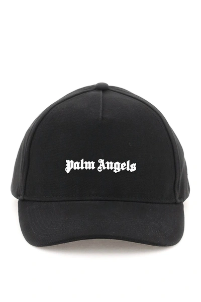 Shop Palm Angels Classic Logo Baseball Cap In Black White (black)