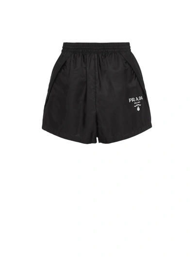 Shop Prada Re-nylon Shorts In Nero