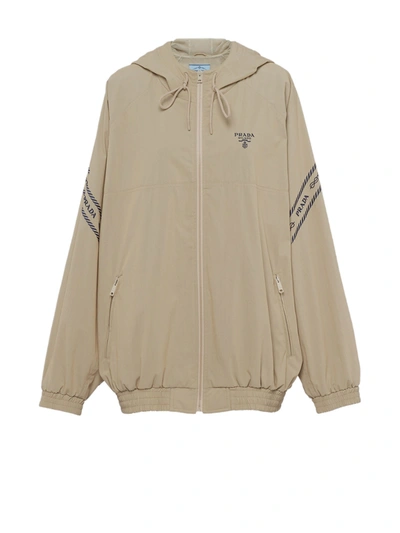 Prada Bestickter Kapuzenpullover Aus Funktionsgewebe In Kaki