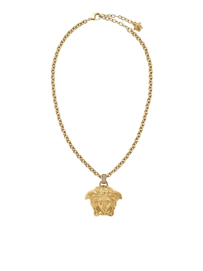 Shop Versace Necklace Metal+strass In Kcvo Crystal  Gold