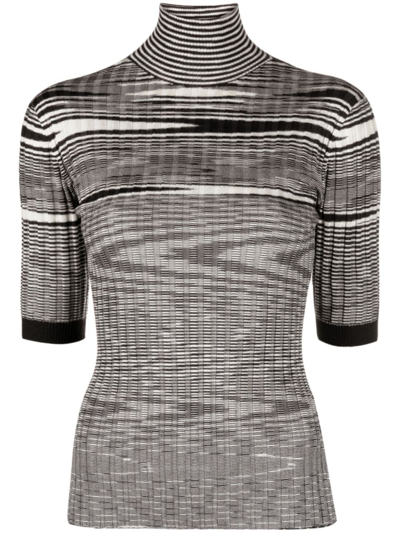 Shop Missoni High-neck Jacquard Knitted Top In 黑色