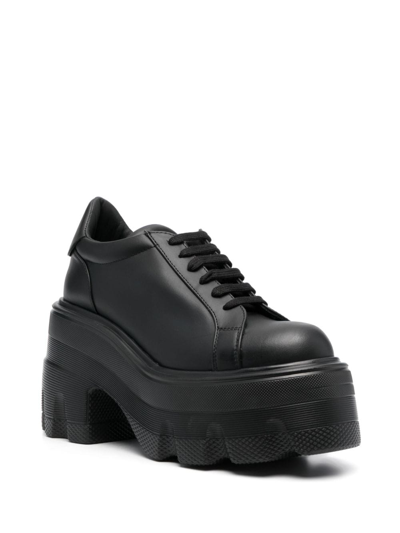 Shop Casadei 110mm High-heel Leather Sneakers In 黑色